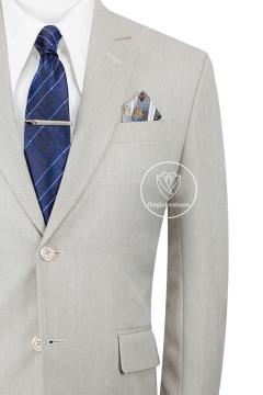Bộ Suit Xám Trắng Gân Classic Fit TGS352